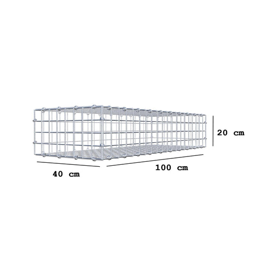 Gabion 100 cm x 20 cm x 40 cm (L x H x P), mailles 5 x 5 cm, anneau en spirale