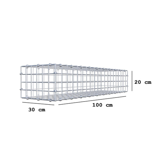 Schanskorf 100 cm x 20 cm x 30 cm (L x H x D), maaswijdte 5 x 5 cm, spiraalring