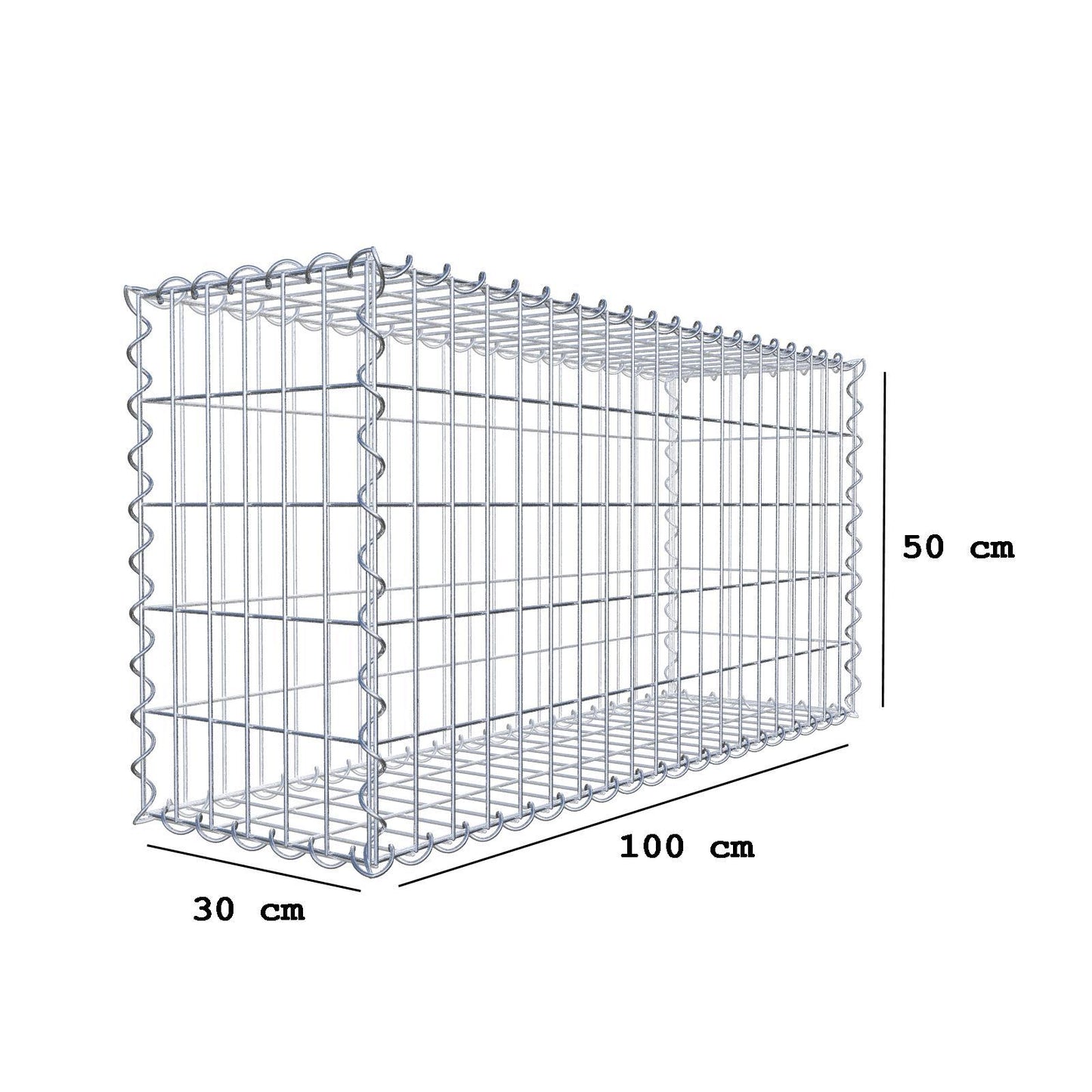 Set economico 3x gabbioni 100 cm x 50 cm x 30 cm (L x H x P), maglia 5 cm x 10 cm, spirale