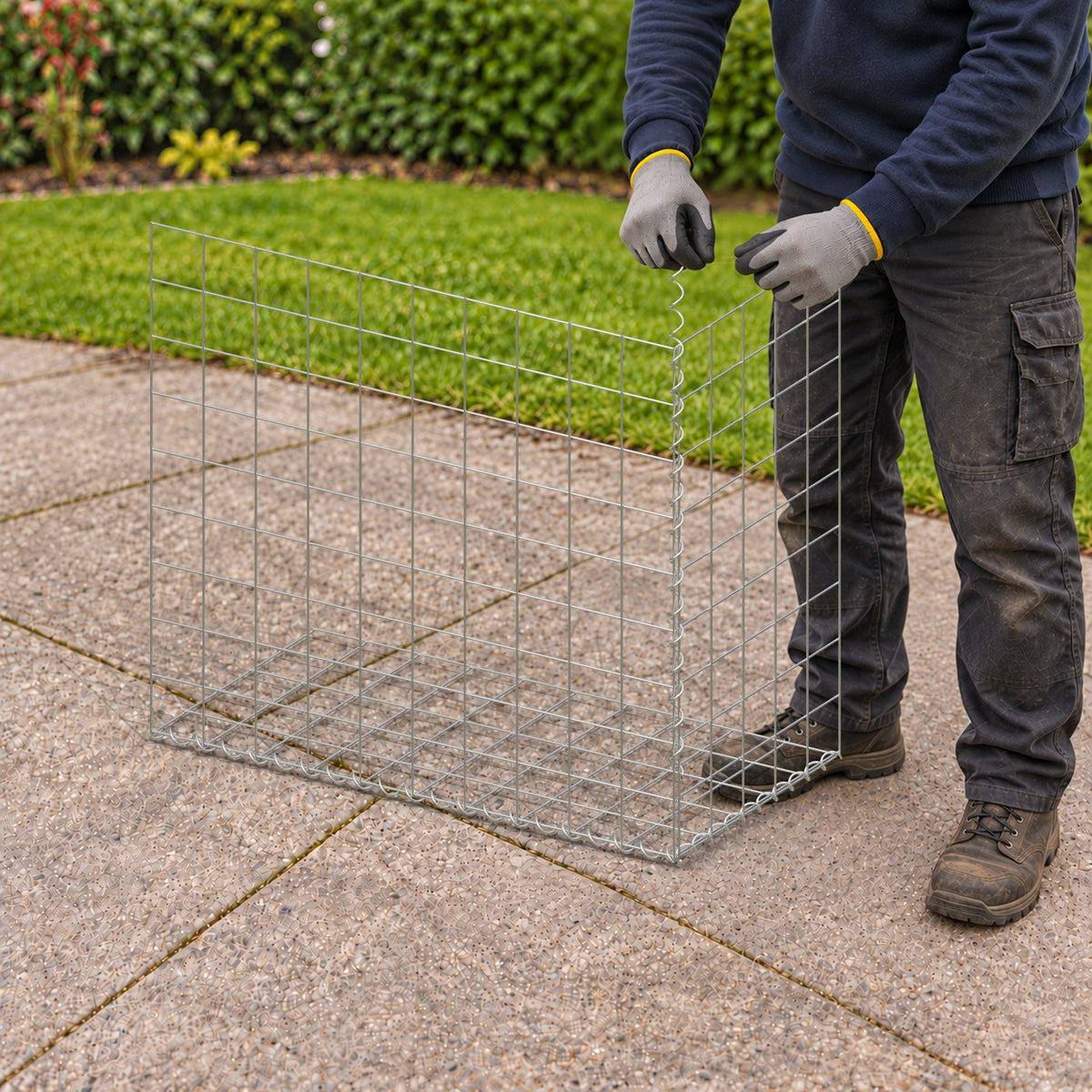 Gabion 100 cm x 90 cm x 50 cm (L x H x D), mesh size 10 cm x 10 cm, spiral