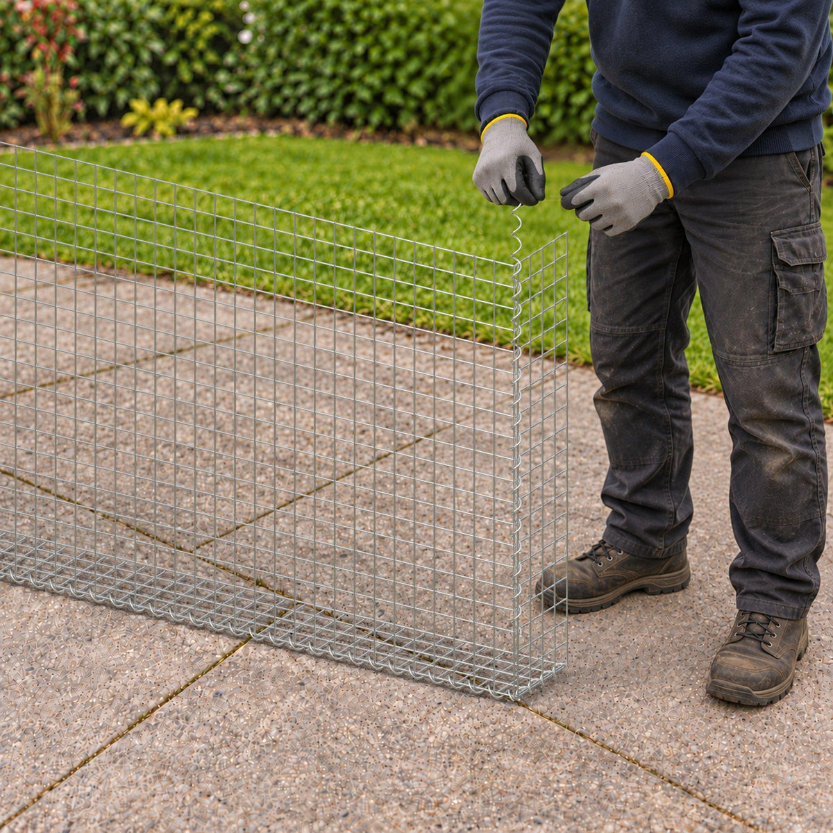 Gabion 200 cm x 100 cm x 20 cm (L x H x D), mesh size 5 cm x 5 cm, spiral