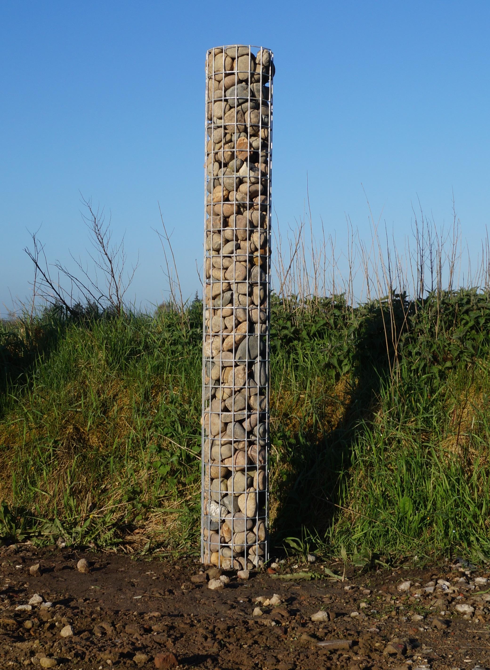 Coluna de gabião redonda, galvanizada a quente, 27 cm de diâmetro, 200 cm de altura, malha 5 cm x 10 cm