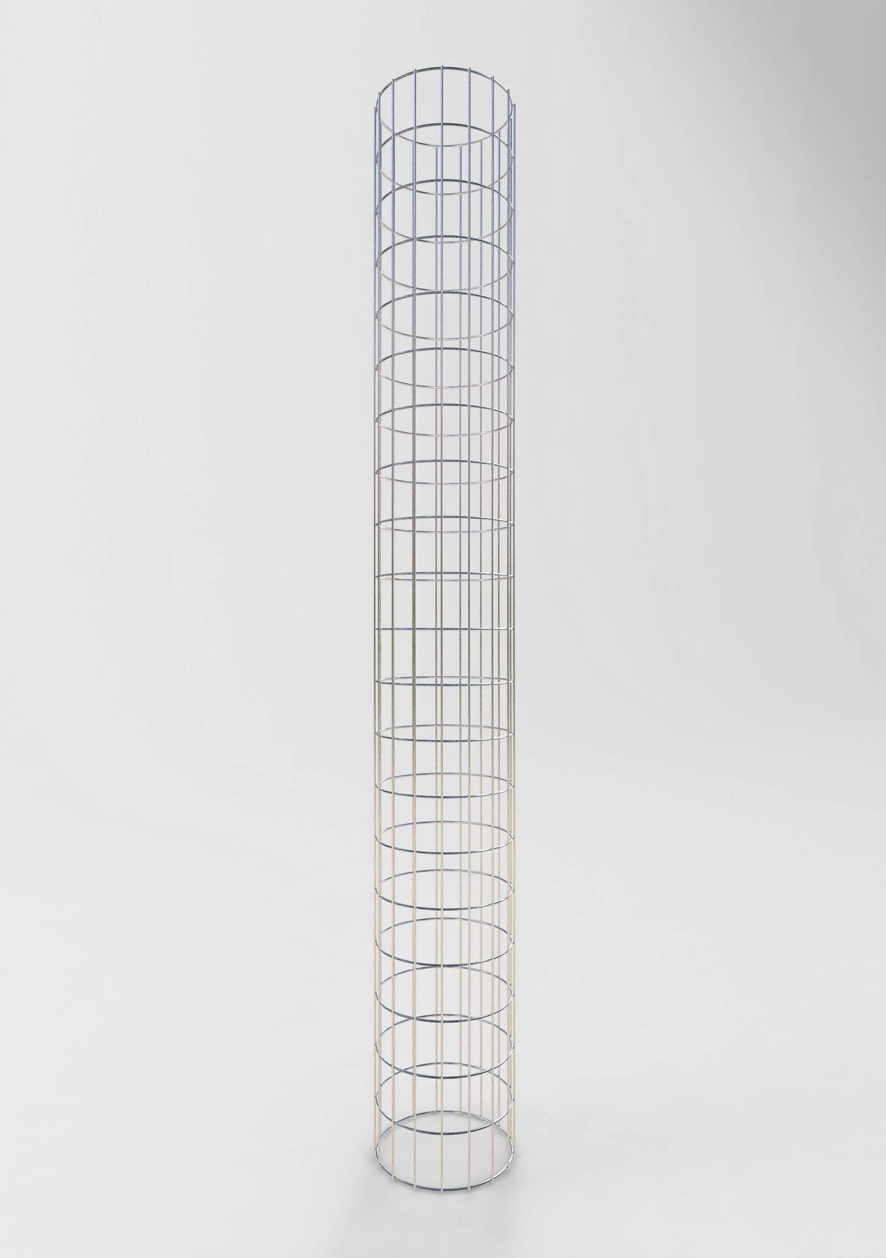Coluna de gabião redonda, galvanizada a quente, 27 cm de diâmetro, 200 cm de altura, malha 5 cm x 10 cm