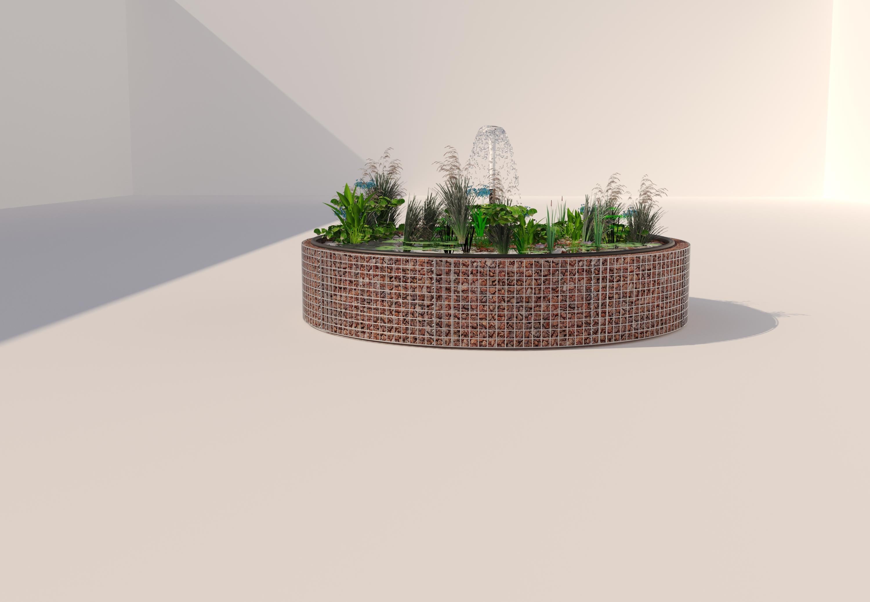 Gabion bassin surélevé rond, diamètre extérieur 262 cm, hauteur 50 cm, mailles 5 x 5 cm, épaisseur de paroi 15 cm
