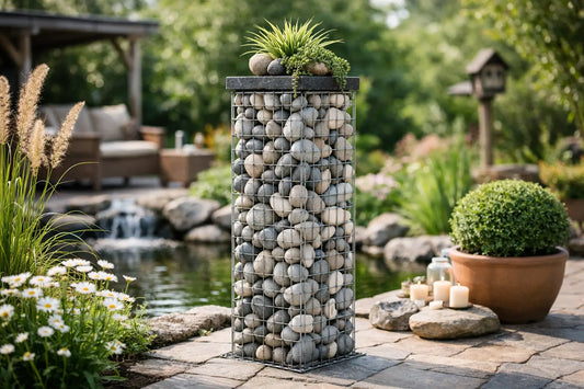 Gabionensäule als Gartendeko für deinen Garten
