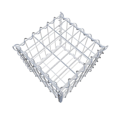 Schanskorf 30 cm x 30 cm x 30 cm (L x H x D), maaswijdte 5 cm x 10 cm, spiraalvormig