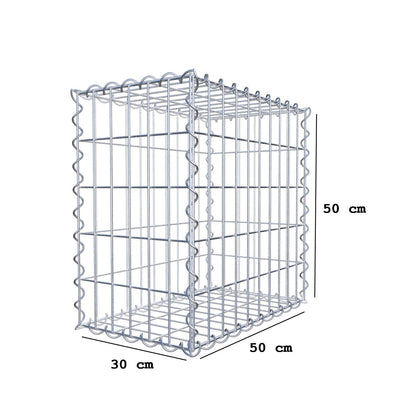 Gabion 50 cm x 50 cm x 30 cm (L x H x D), maskestørrelse 5 cm x 10 cm, spiral