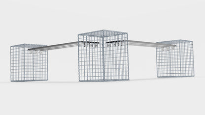 Banco de jardim com 3 gabiões em espiral - 205 x 60 x 40 cm (C x A x P) MW 5 x 5 cm, com capa reciclada em antracite