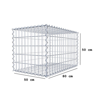 Gabion 80 cm x 50 cm x 50 cm (L x H x D), mesh size 5 cm x 10 cm, spiral