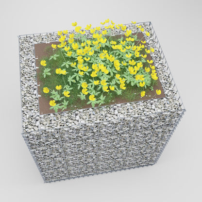 Canteiro elevado quadrado 100 cm x 100 cm x 80 cm (C x A x P), tamanho da malha 5 x 10 cm, espessura da parede 10 cm