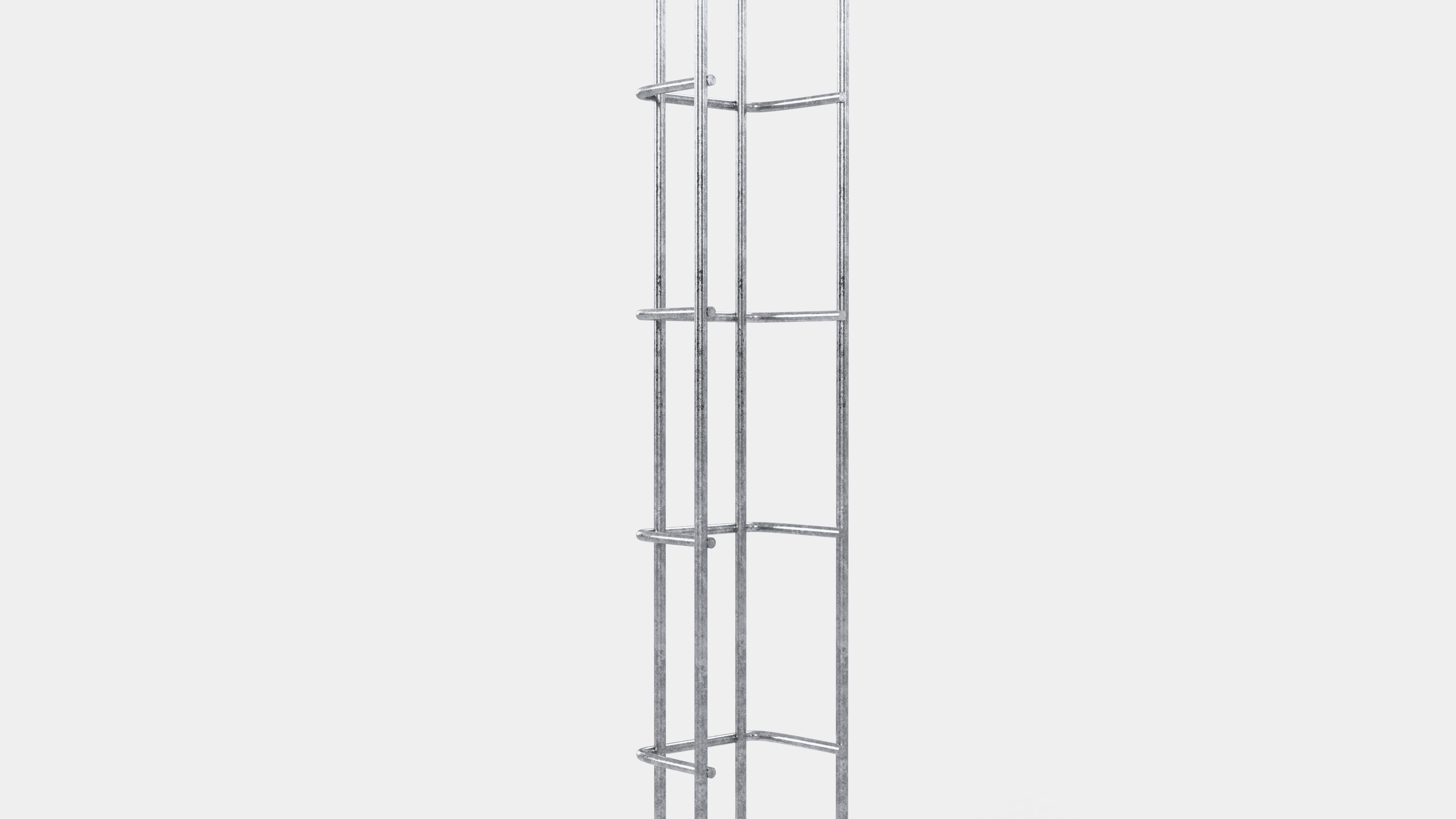 Altura do duto de cabos 110 cm, profundidade 5 cm, tamanho da malha 5 x 10 cm