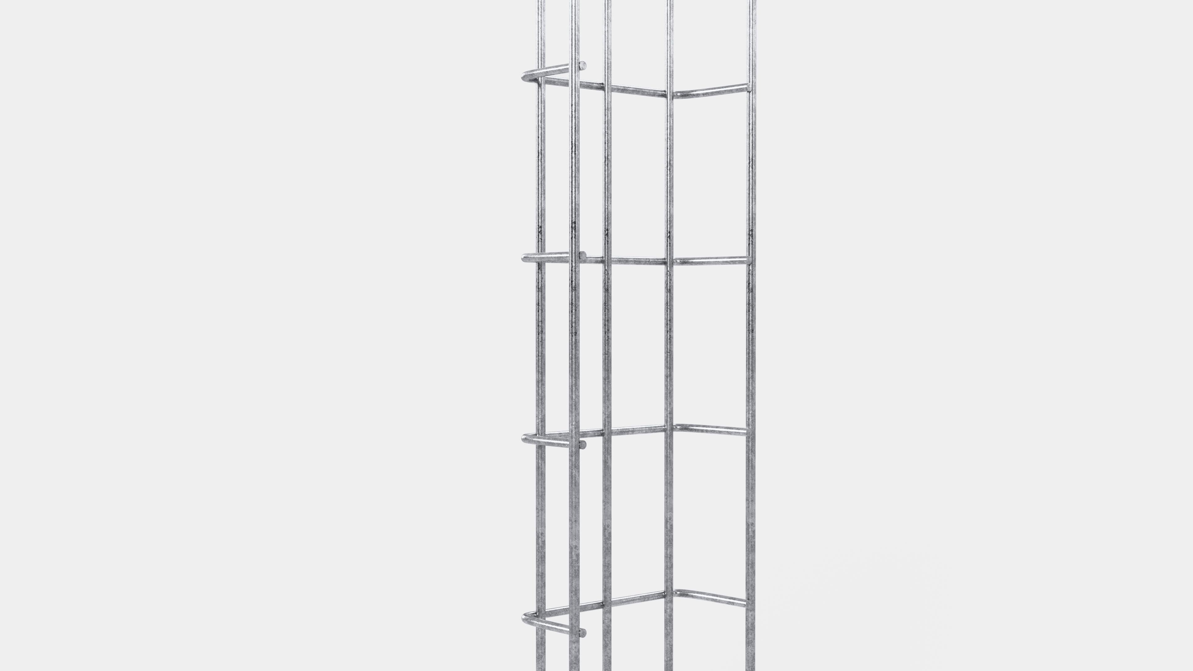 Altura do duto de cabos 110 cm, profundidade 5 cm, tamanho da malha 5 x 10 cm