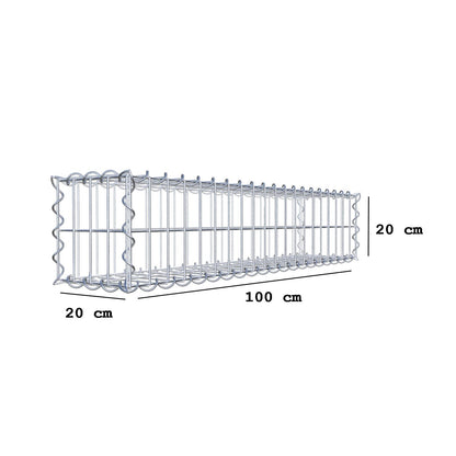 Gabion 100 cm x 20 cm x 20 cm (L x H x D), maskestørrelse 5 cm x 10 cm, spiral
