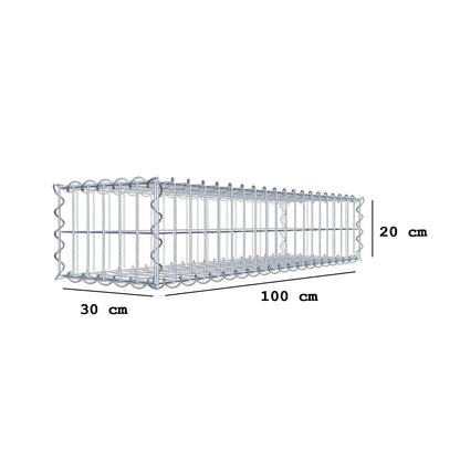 Gavión 100 cm x 20 cm x 30 cm (largo x alto x fondo), malla 5 cm x 10 cm, en espiral