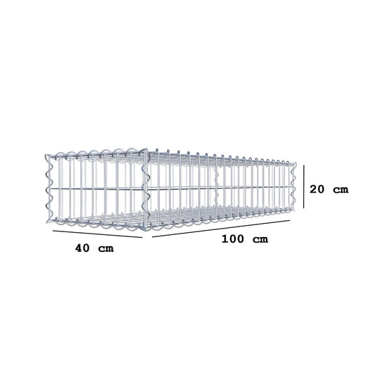 Gabion 100 cm x 20 cm x 40 cm (L x H x D), mesh size 5 cm x 10 cm, spiral