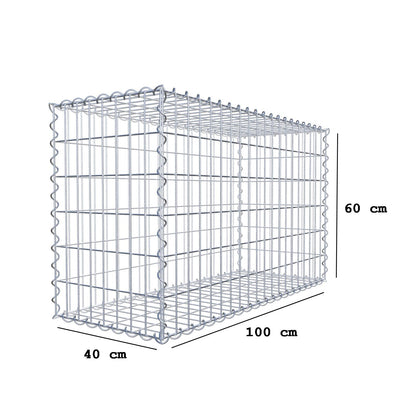 Gabion 100 cm x 60 cm x 40 cm (L x H x P), mailles 5 cm x 10 cm, spirale