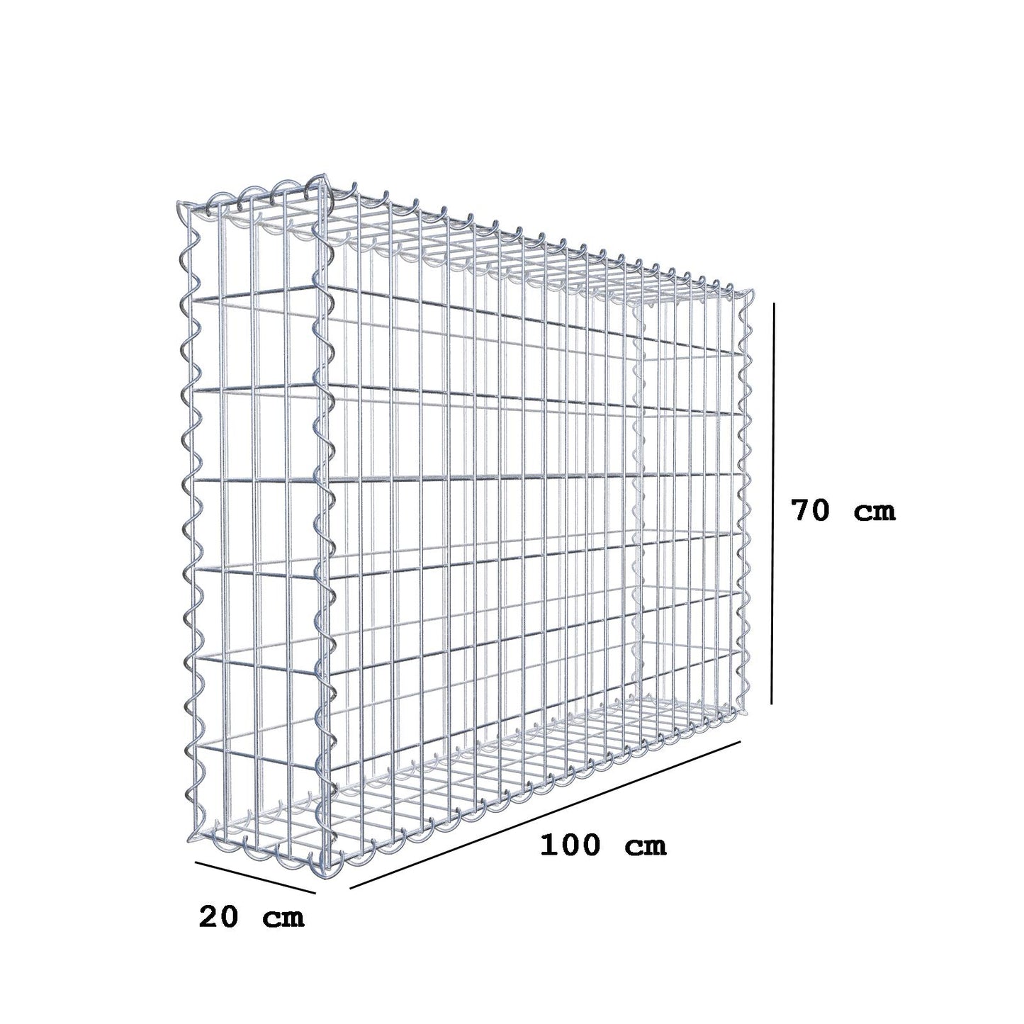 Gabion 100 cm x 70 cm x 20 cm (L x H x P), mailles 5 cm x 10 cm, spirale