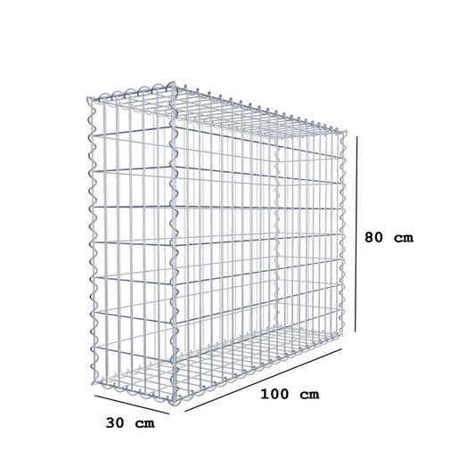 Gabion 100 cm x 80 cm x 30 cm (L x H x D), maskstorlek 5 cm x 10 cm, spiral