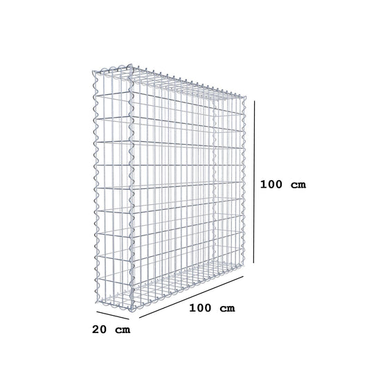 Gabion 100 cm x 100 cm x 20 cm (L x H x P), mailles 5 cm x 10 cm, spirale