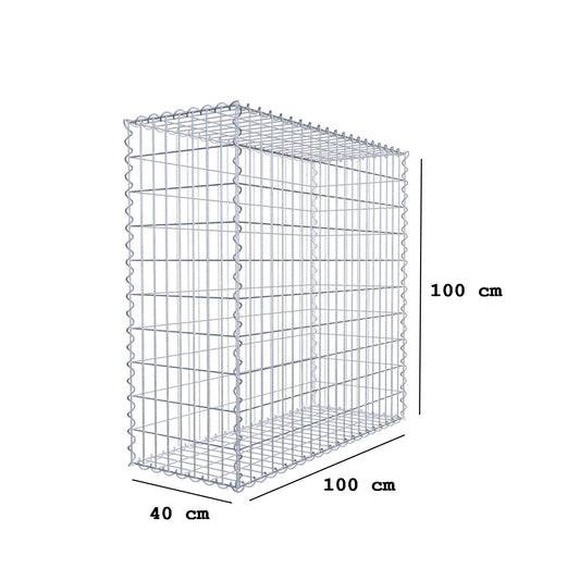 Gabion 100 cm x 100 cm x 40 cm (L x H x D), mesh size 5 cm x 10 cm, spiral