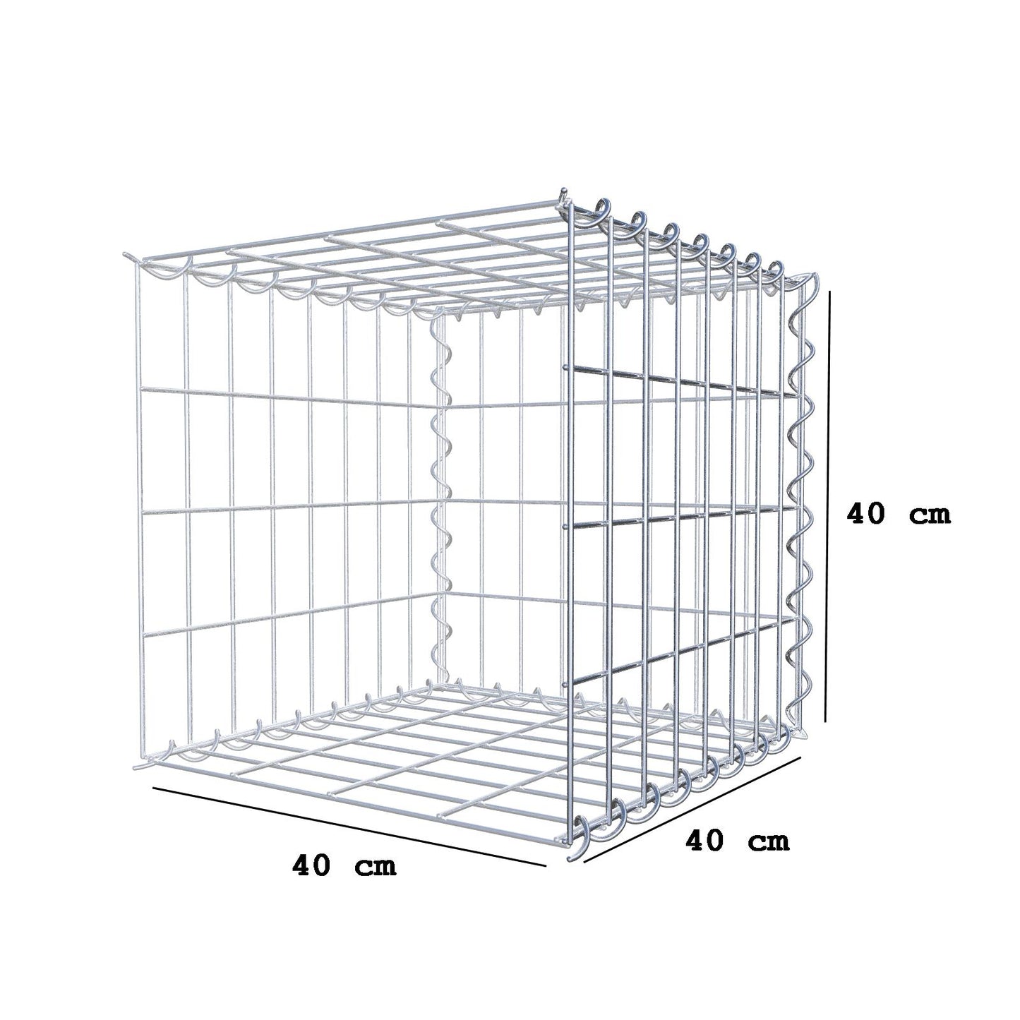 Gabion rapporté type 2 40 cm x 40 cm x 40 cm (L x H x P), mailles 5 cm x 10 cm, spirale