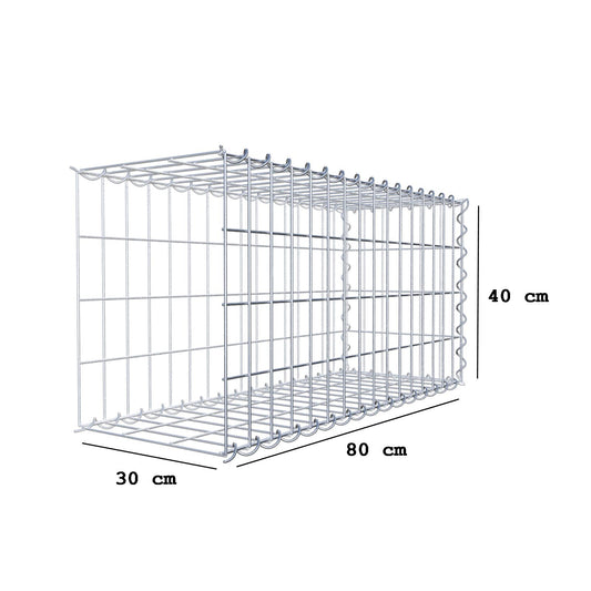 Grown-on gabion type 2 80 cm x 40 cm x 30 cm (L x H x D), mesh size 5 cm x 10 cm, spiral