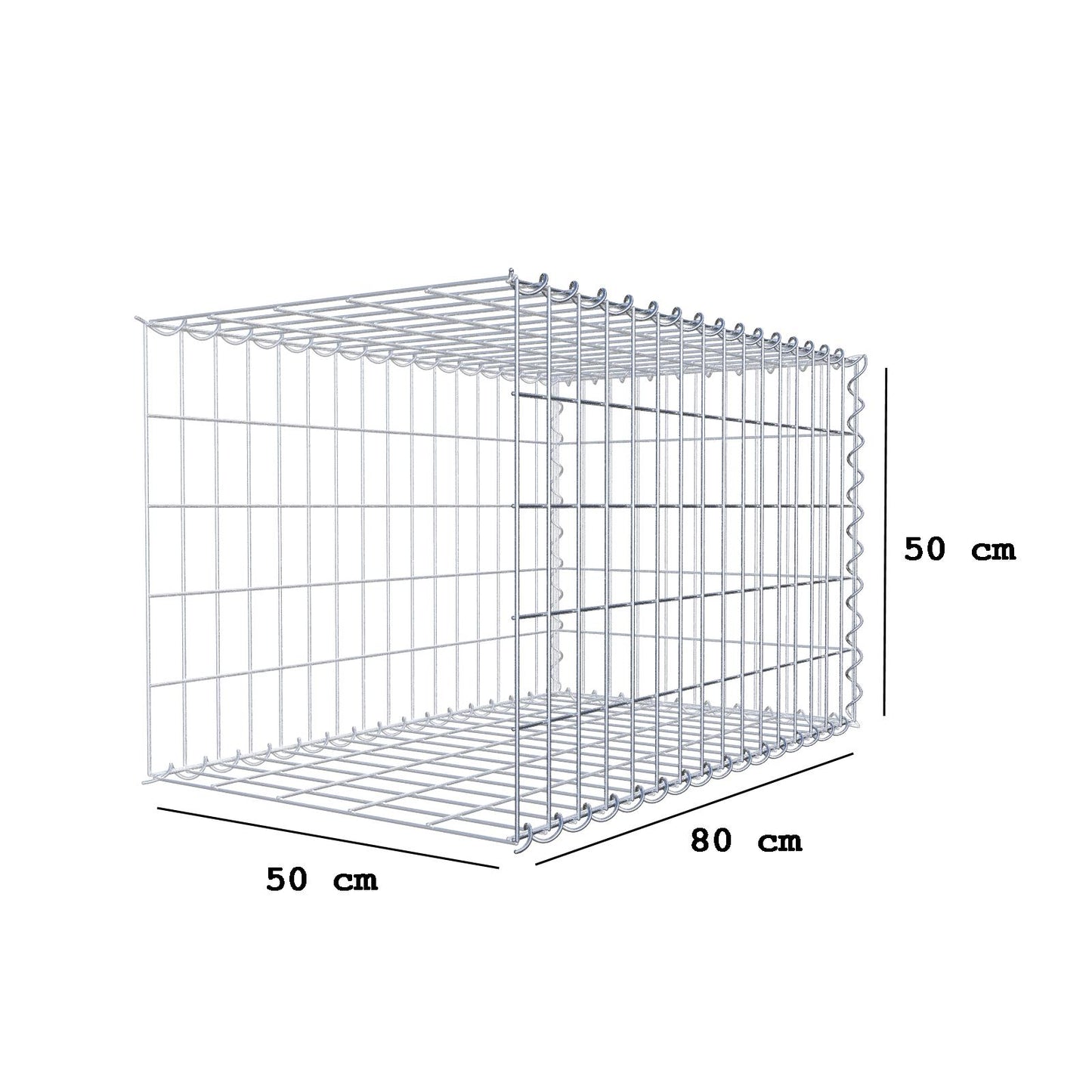 Gabion rapporté type 2 80 cm x 50 cm x 50 cm (L x H x P), mailles 5 cm x 10 cm, spirale