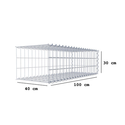 Gabion rapporté type 2 100 cm x 30 cm x 40 cm (L x H x P), mailles 5 cm x 10 cm, spirale