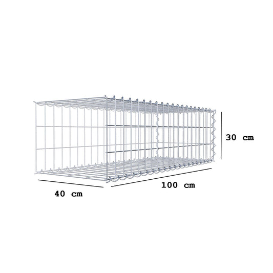 Aangegroeide schanskorf type 2 100 cm x 30 cm x 40 cm (L x H x D), maaswijdte 5 cm x 10 cm, spiraal