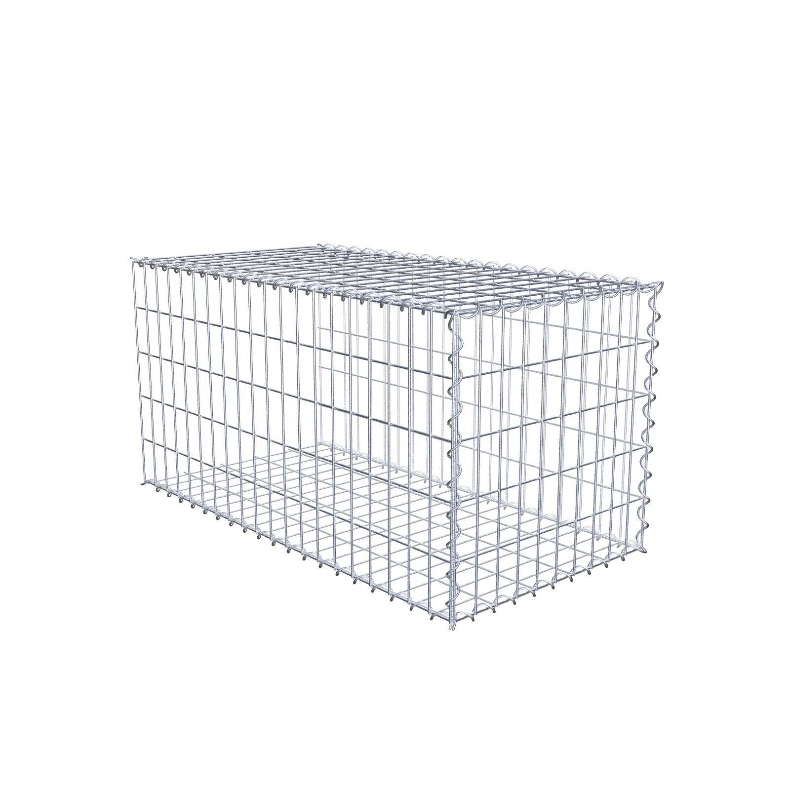 Opbouw schanskorf type 2 100 cm x 50 cm x 50 cm (L x H x D), maaswijdte 5 cm x 10 cm, spiraalvormig