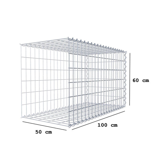 Grown-on gabion type 2 100 cm x 60 cm x 50 cm (L x H x D), mesh size 5 cm x 10 cm, spiral