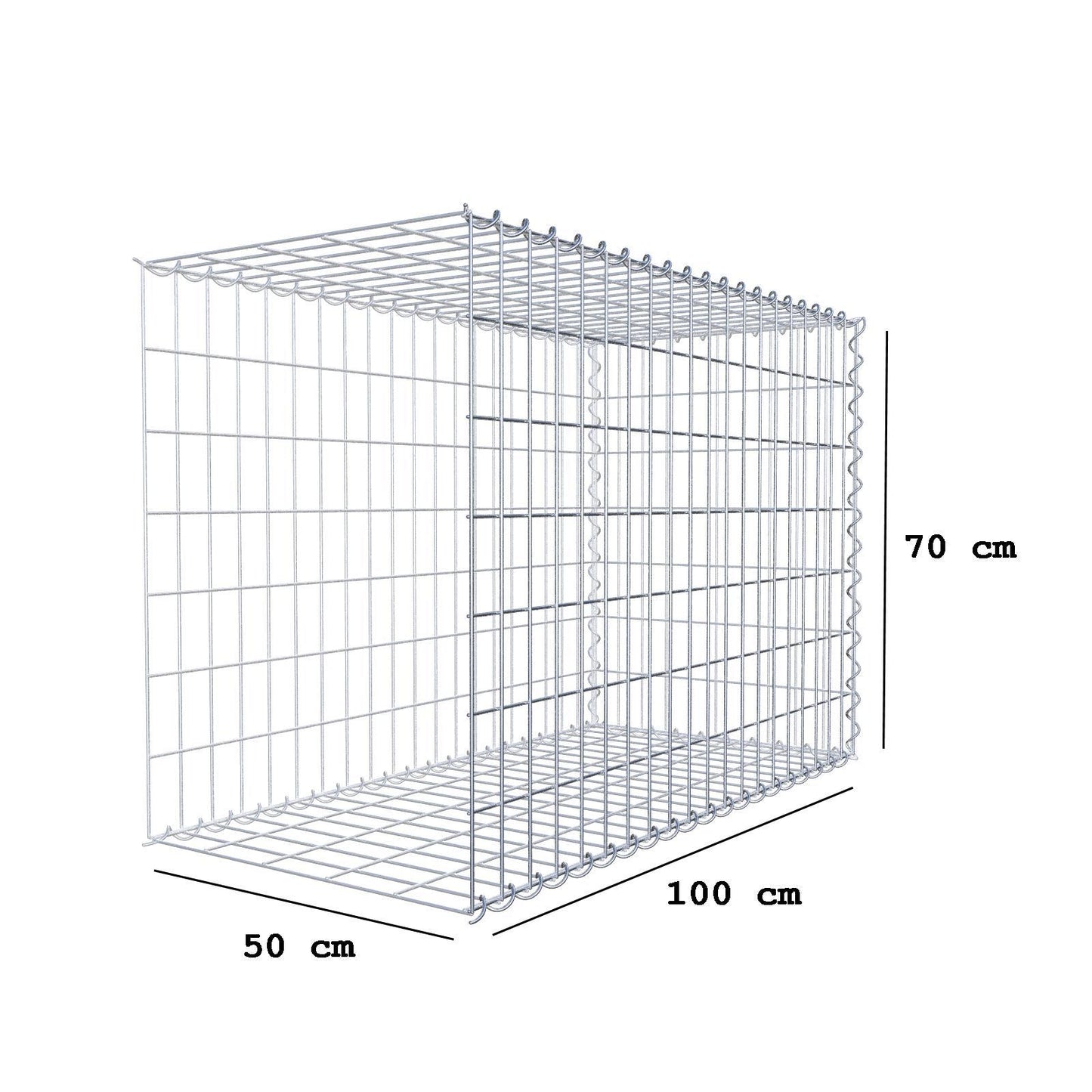 Gabião tipo 2 100 cm x 70 cm x 50 cm (C x A x P), malhagem 5 cm x 10 cm, espiral