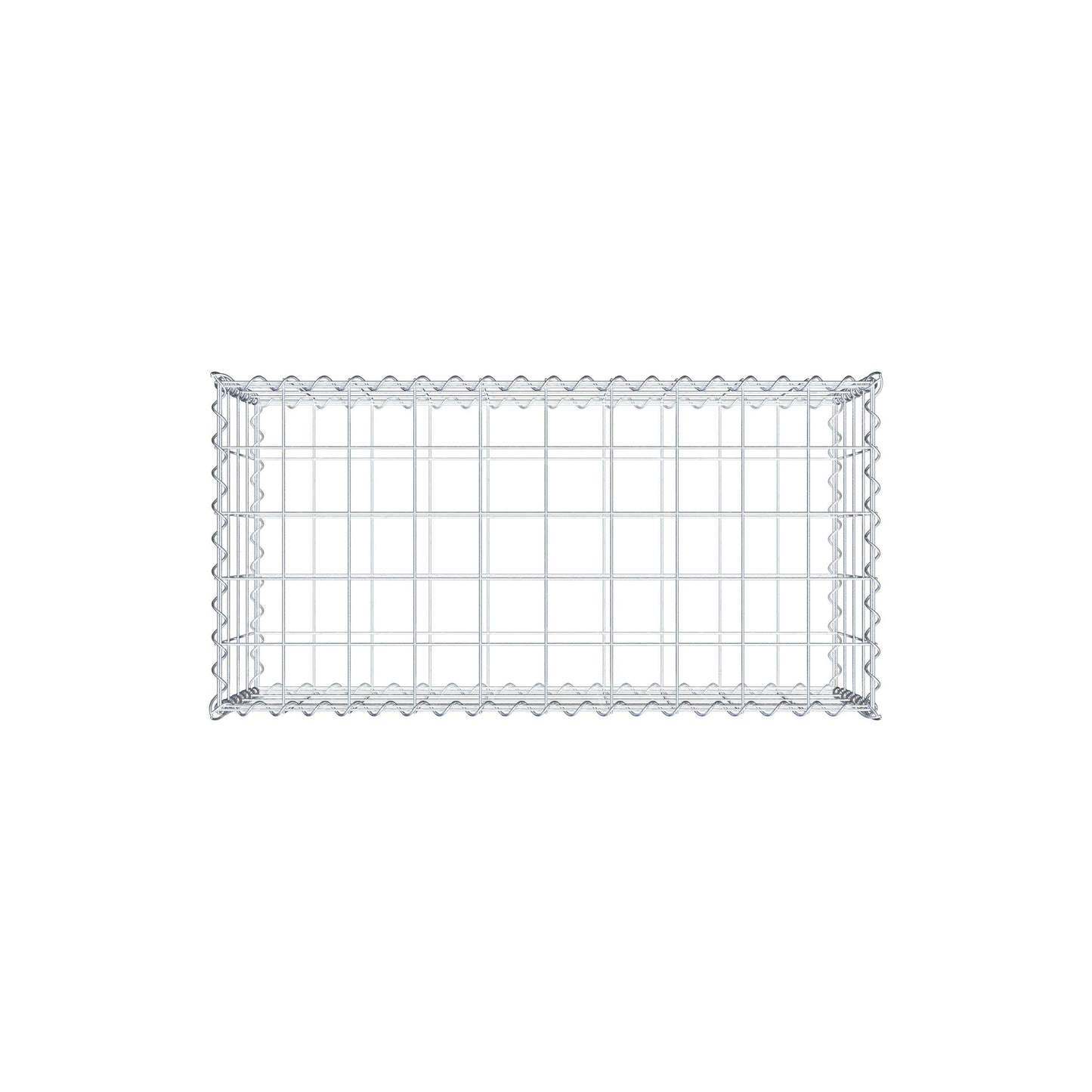 Schanskorf 100 cm x 40 cm x 50 cm (L x H x D), maaswijdte 10 cm x 10 cm, spiraalvormig