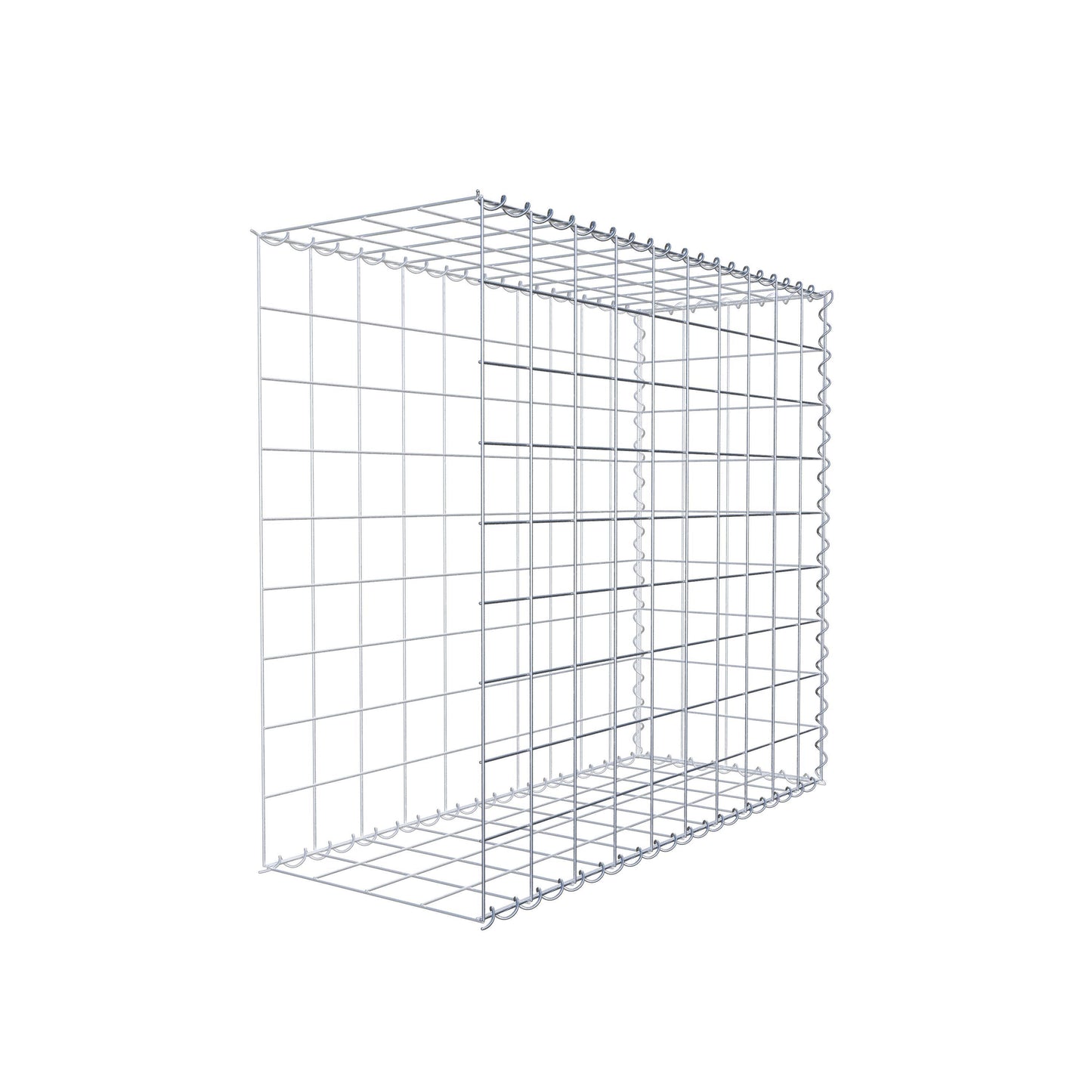 Opbouw schanskorf type 2 100 cm x 90 cm x 40 cm (L x H x D), maaswijdte 10 cm x 10 cm, spiraal