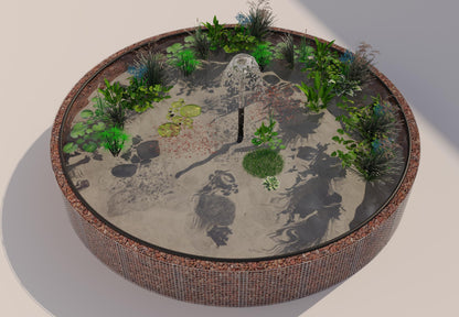 Gabionen Hochteich rund, Außendurchmesser 292 cm, Höhe 80 cm, Maschenweite 5 x 5 cm, Wandstärke 15 cm