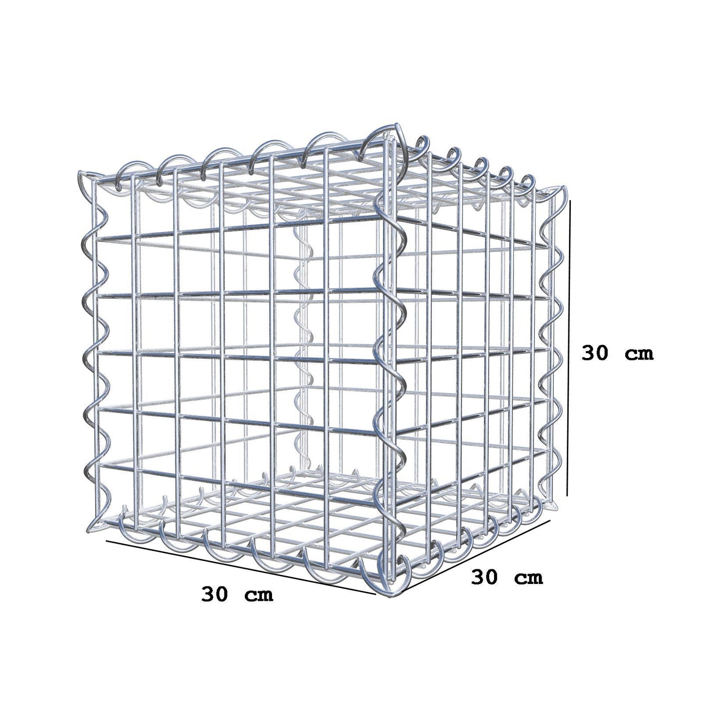 Gabion 30 cm x 30 cm x 30 cm (L x H x D), mesh size 5 cm x 5 cm, spiral