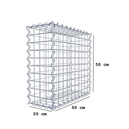 Gabion 50 cm x 50 cm x 20 cm (L x H x D), mesh size 5 cm x 5 cm, spiral