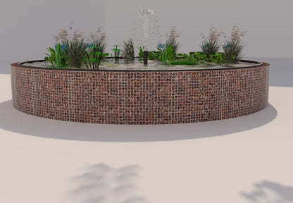 Gabionen Hochteich rund, Außendurchmesser 292 cm, Höhe 80 cm, Maschenweite 5 x 5 cm, Wandstärke 15 cm