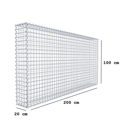 Gabion 200 cm x 100 cm x 20 cm (L x H x D), maskstorlek 5 cm x 5 cm, spiral