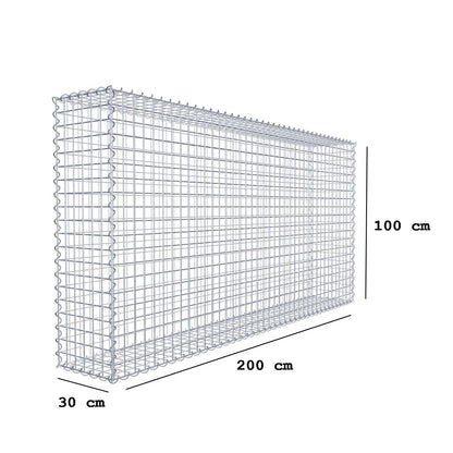 Gabion 200 cm x 100 cm x 30 cm (L x H x D), maskestørrelse 5 cm x 5 cm, spiral