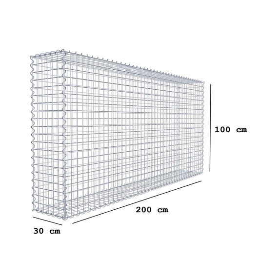 Gabion 200 cm x 100 cm x 30 cm (L x H x D), maskstorlek 5 cm x 5 cm, spiral