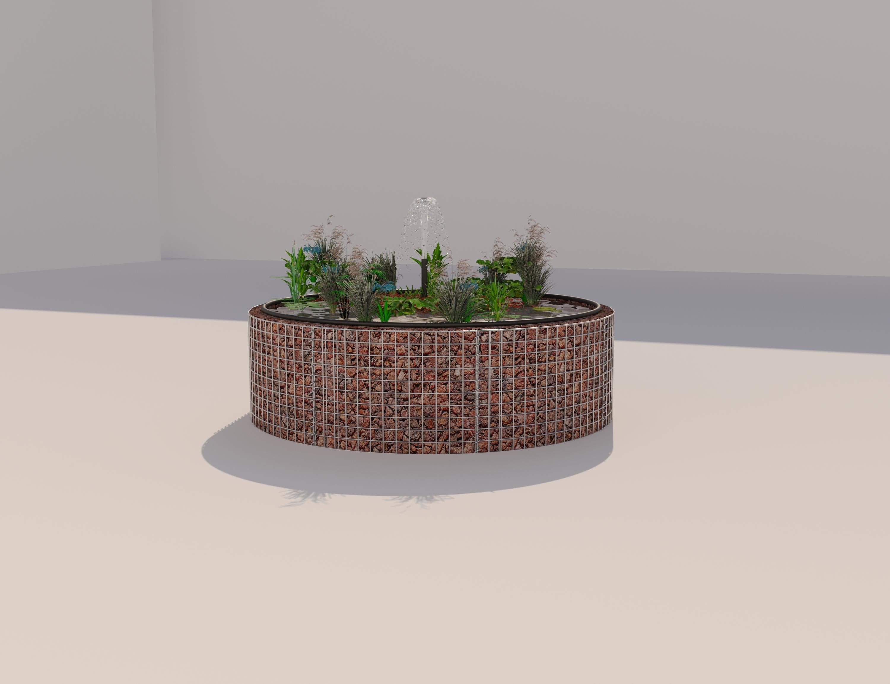 Gabion bassin surélevé rond, diamètre extérieur 172 cm, hauteur 50 cm, mailles 5 x 5 cm, épaisseur de paroi 15 cm