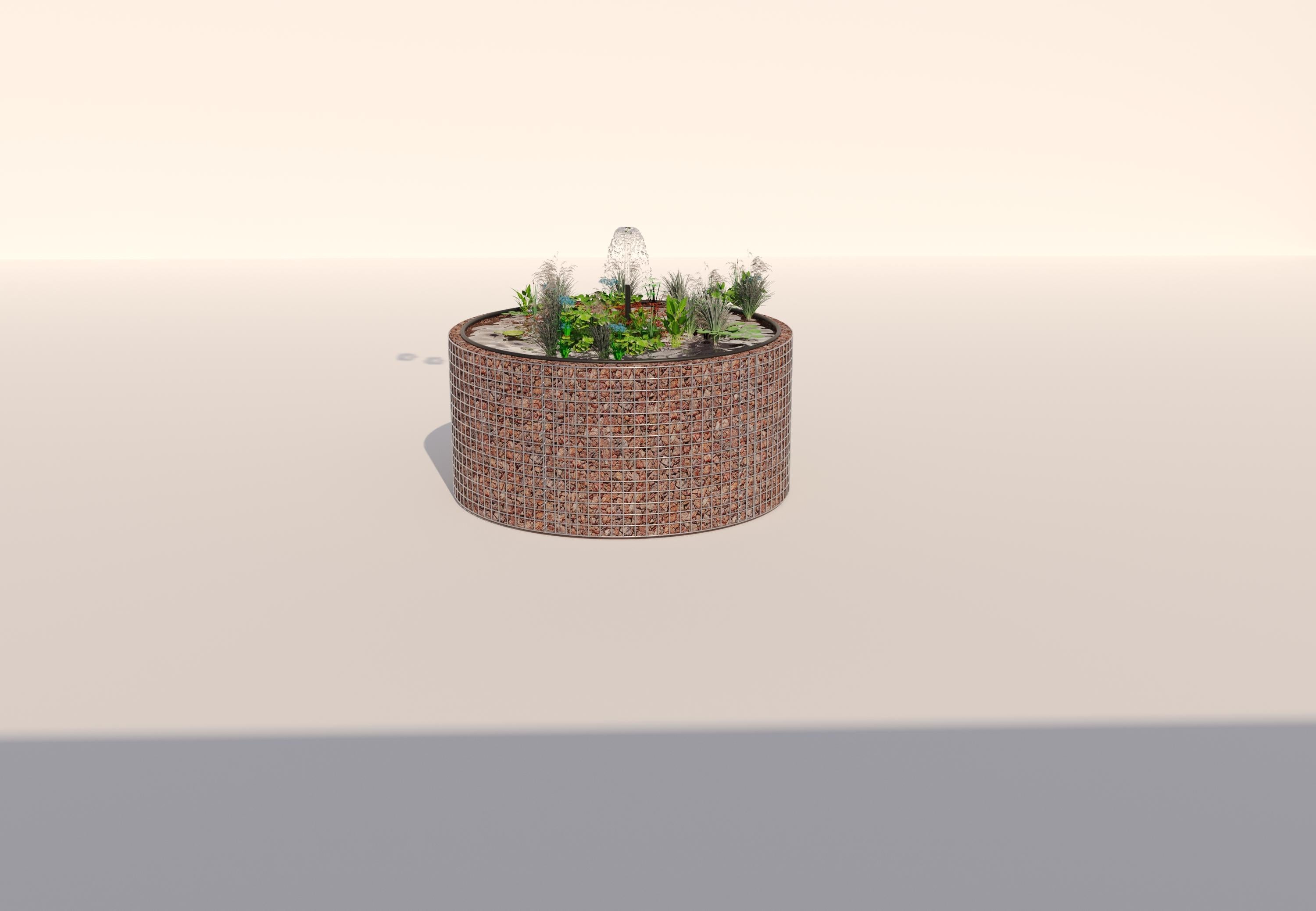 Gabion bassin surélevé rond, diamètre extérieur 172 cm, hauteur 80 cm, mailles 5 x 5 cm, épaisseur de paroi 15 cm