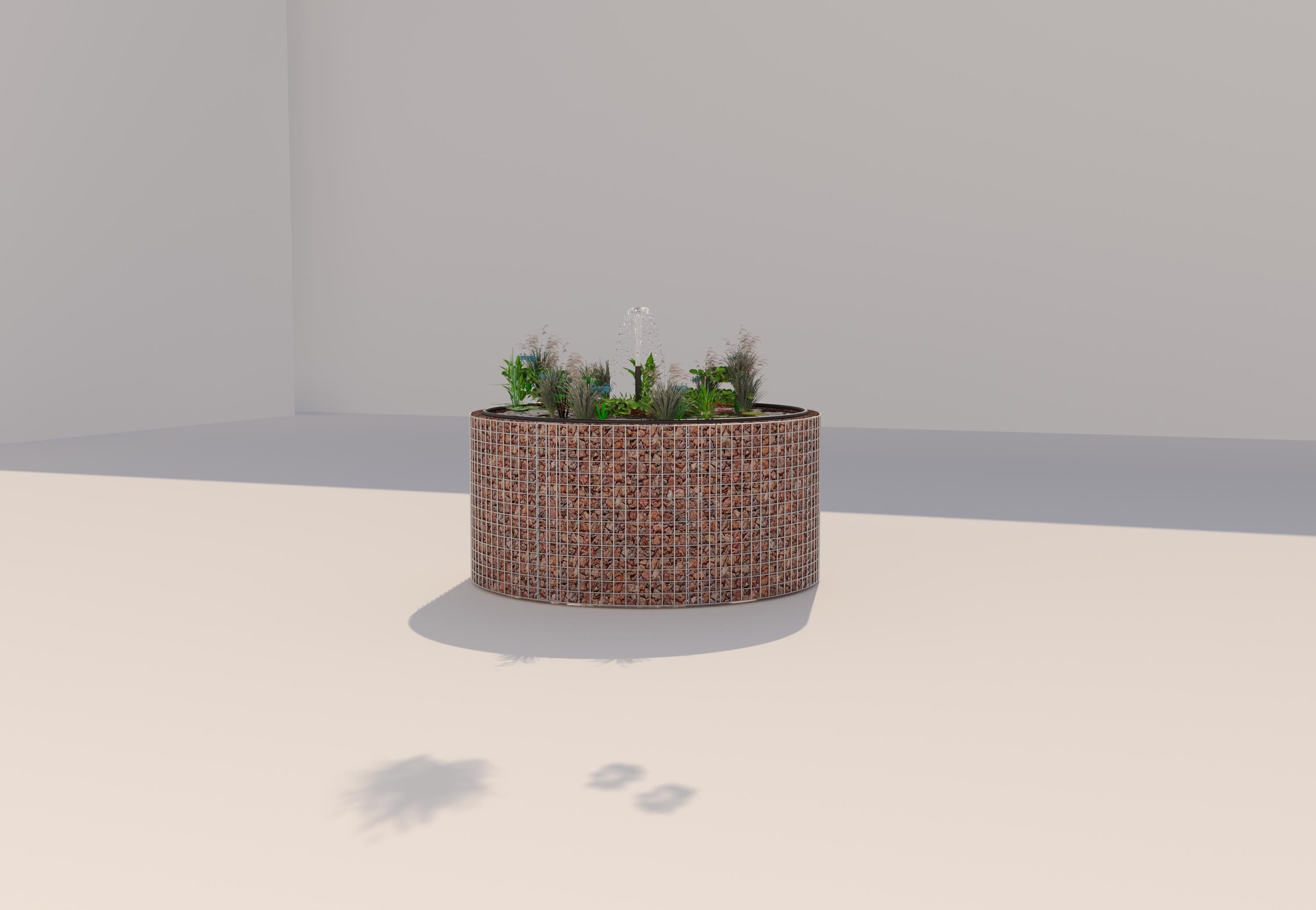 Gabion bassin surélevé rond, diamètre extérieur 172 cm, hauteur 80 cm, mailles 5 x 5 cm, épaisseur de paroi 15 cm