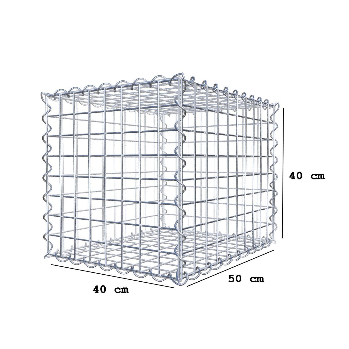 Gabion 50 cm x 40 cm x 40 cm (L x H x P), mailles 5 cm x 5 cm, spirale