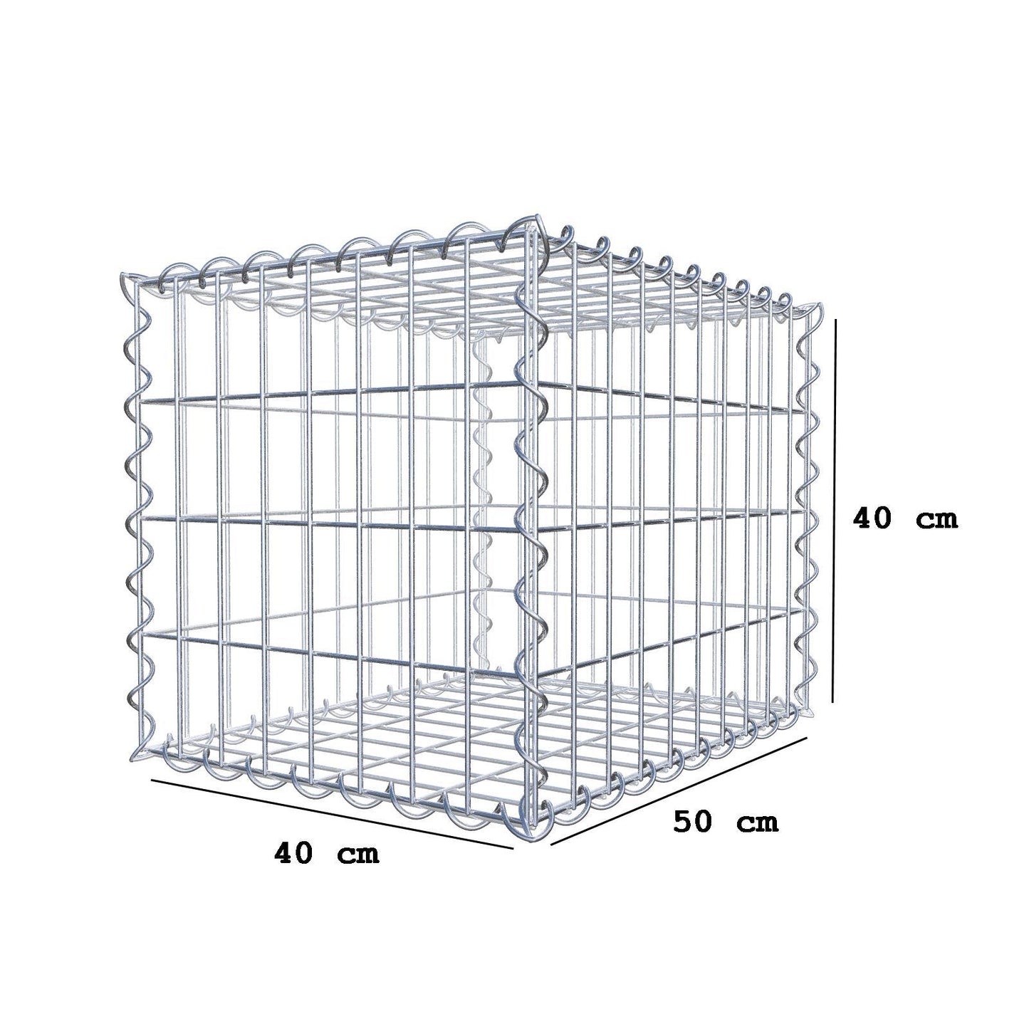 Gabion 50 cm x 40 cm x 40 cm (L x H x D), mesh size 5 cm x 10 cm, spiral