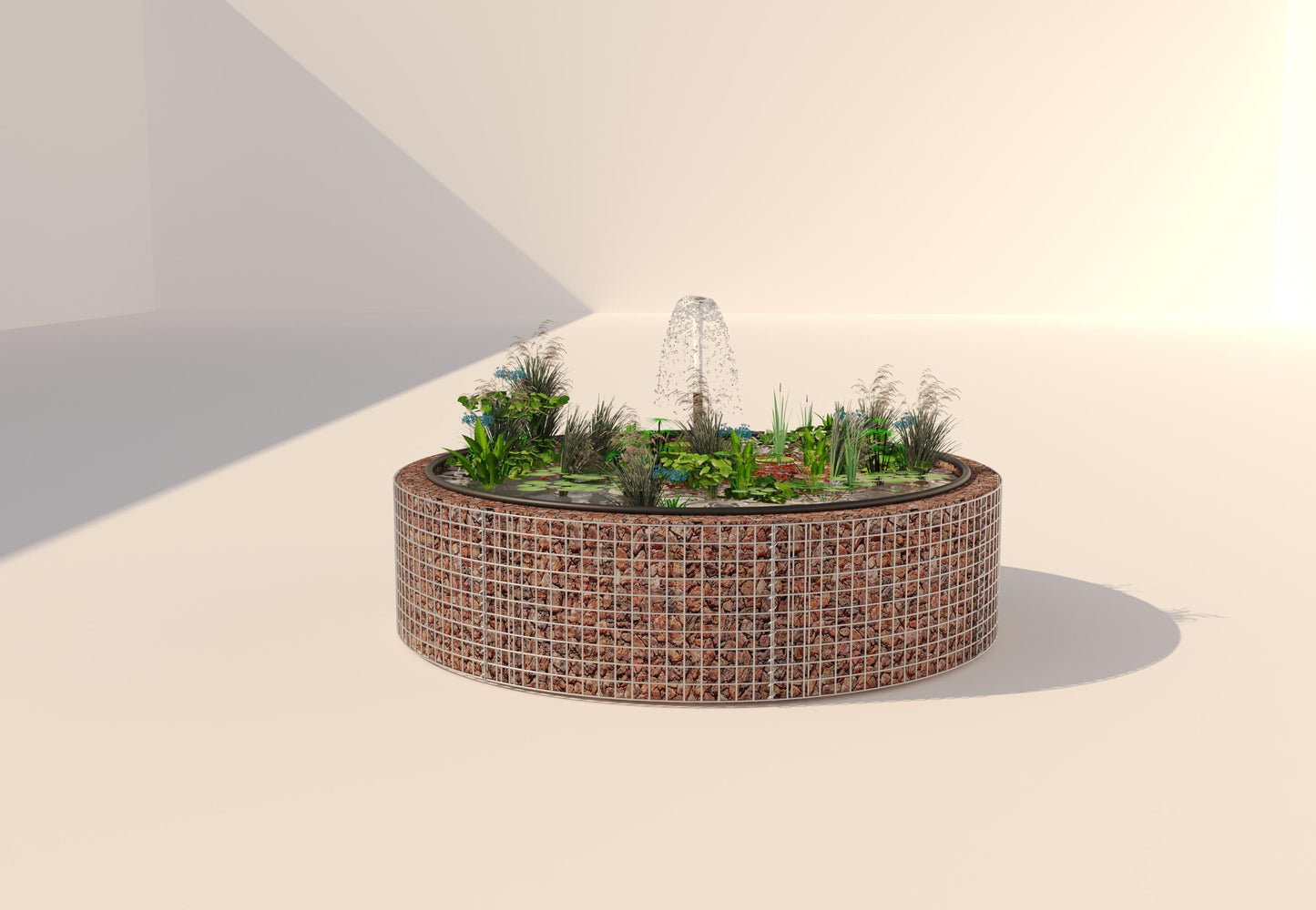 Schanskorf verhoogde vijver, rond, buitendiameter 202 cm, hoogte 50 cm, maaswijdte 5 x 5 cm, wanddikte 15 cm