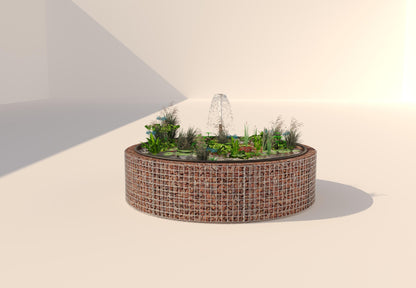 Schanskorf verhoogde vijver, rond, buitendiameter 202 cm, hoogte 50 cm, maaswijdte 5 x 5 cm, wanddikte 15 cm