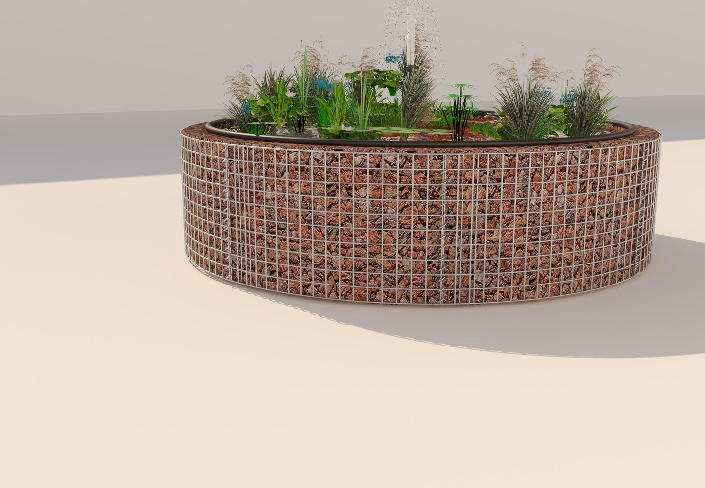 Schanskorf verhoogde vijver, rond, buitendiameter 202 cm, hoogte 50 cm, maaswijdte 5 x 5 cm, wanddikte 15 cm