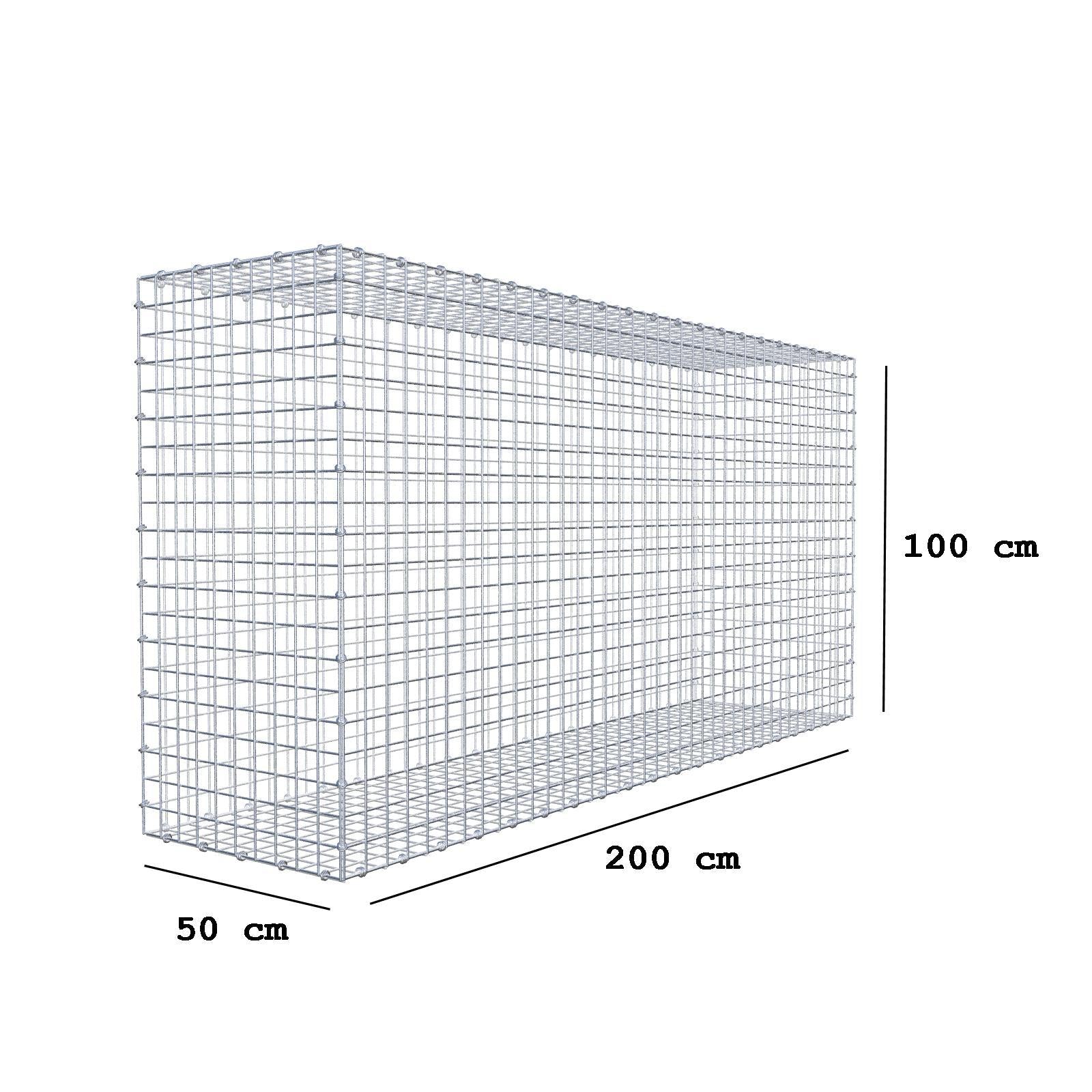 Gabion 200 cm x 100 cm x 50 cm (L x H x P), mailles 5 x 5 cm, anneau en spirale